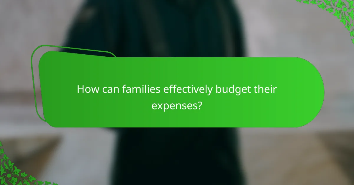 How can families effectively budget their expenses?
