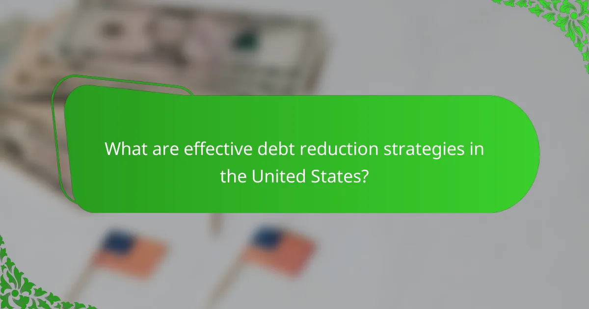 What are effective debt reduction strategies in the United States?